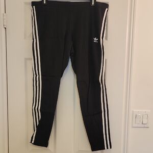 Adidas Black Leggings with White Stripes